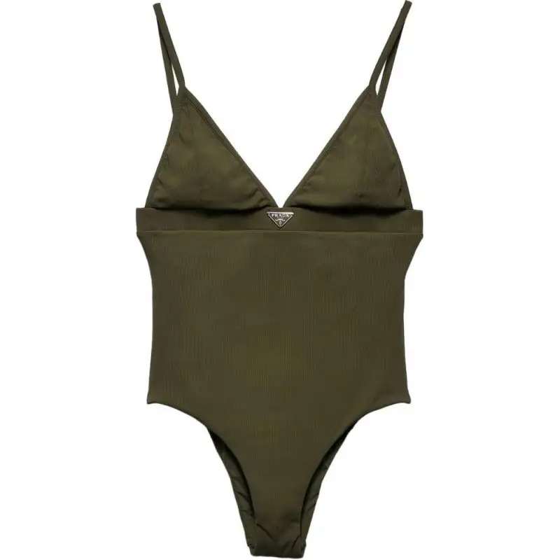 PRADA Logo-triangle Fine-ribbed Swimsuit