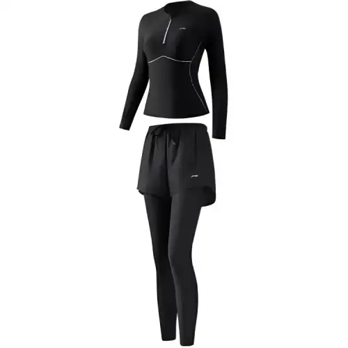 Li Ning Swimsuit Set Women's Infinity Space Black