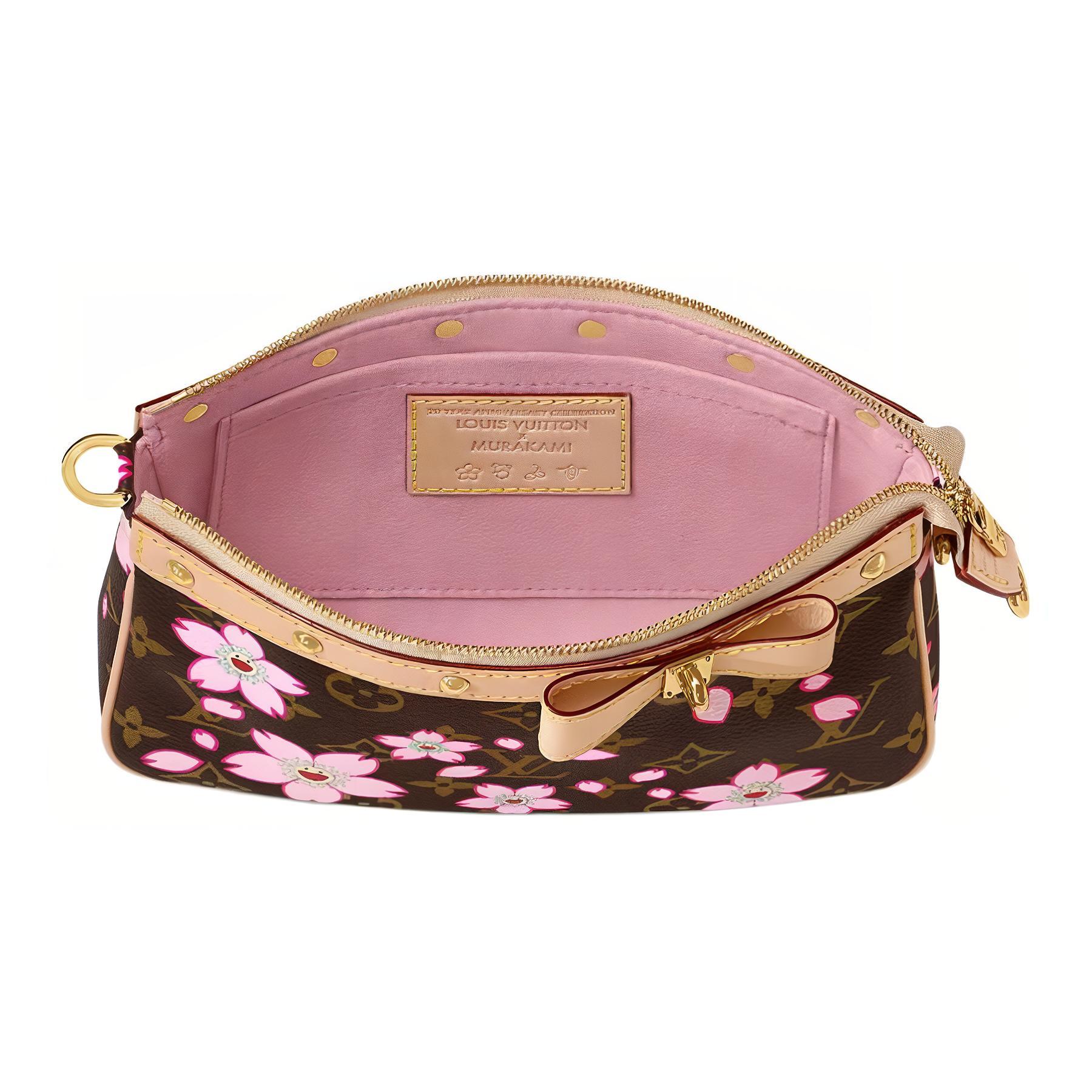 Женская сумка Louis Vuitton x Takashi Murakami (коричнево-розовая) — фото 4