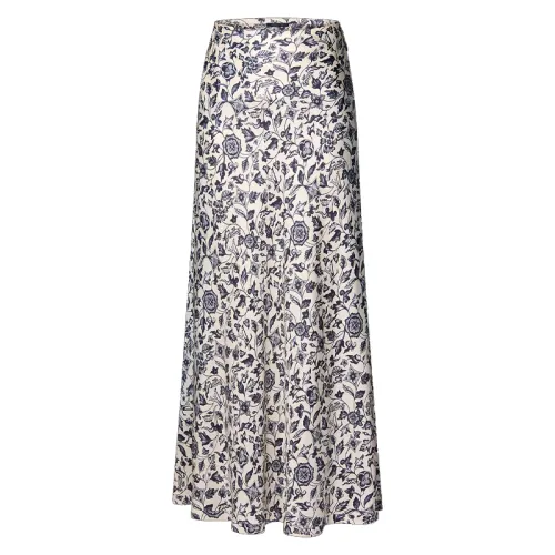 Lv Botanical Print Flared Maxi Skirt