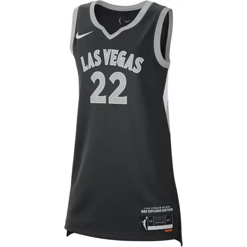 Nike Dri-FIT NBA Aja Wilson 2023 Las Vegas No. 22 Alphanumeric Print Graphic Cover Basketball Vest Women's Black