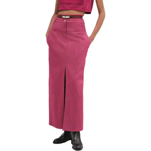 HERMES Casual Long Skirt Women's Rose Red