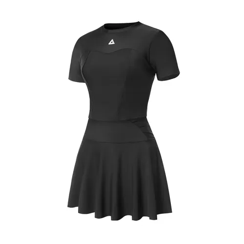 Comfortable waist belt, breathable split base T-shirt, swimwear, black set, with short sleeve