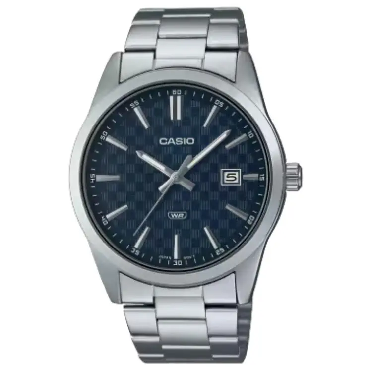 CASIO STANDARD Checkerboard Quartz Movement Stainless Steel Strap Watch Unisex Blue Dial
