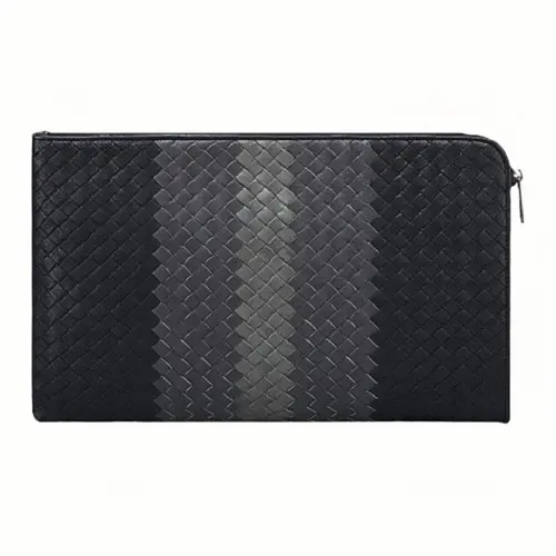 Bottega Veneta Leather Clutch Regular Men's Black/Gray/Green