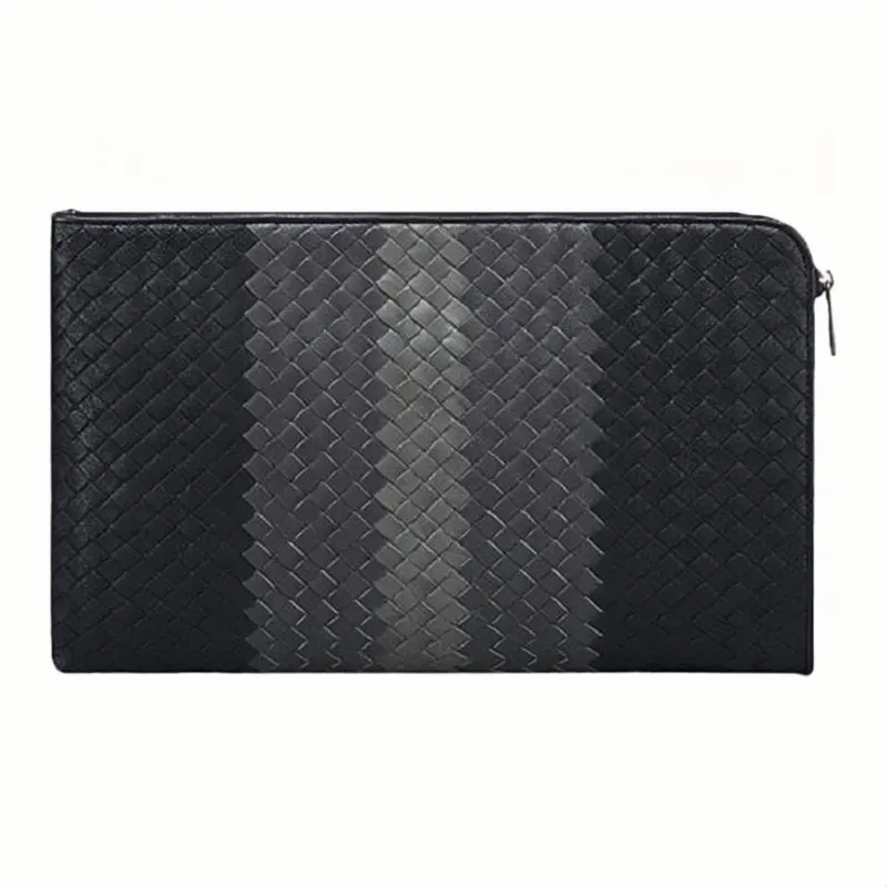 Bottega Veneta Leather Clutch Regular Men's Black/Gray/Green