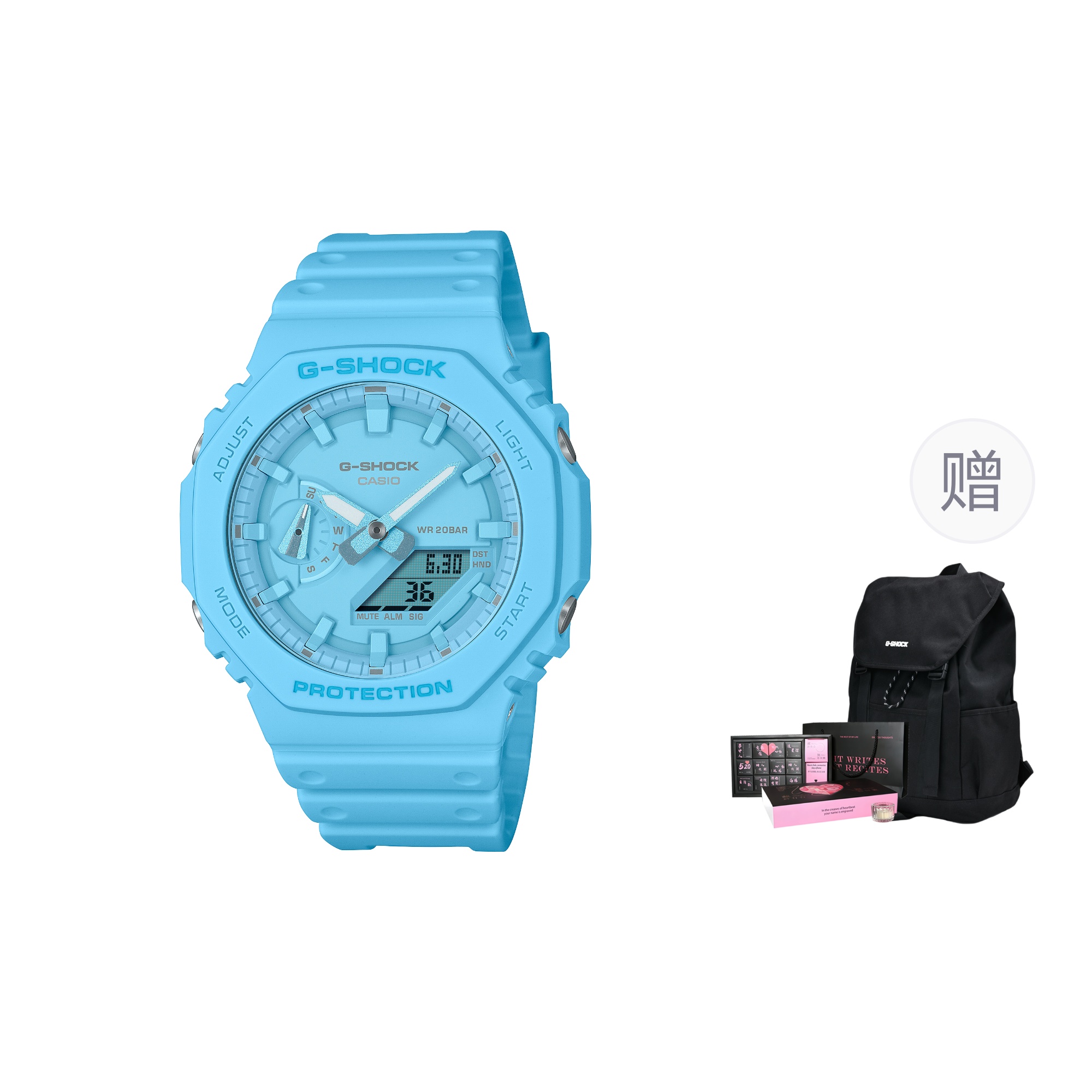 CASIO Unisex Liquid Crystal/Analog Dual Display Series Blue Watch GA-2100-2A2PR
