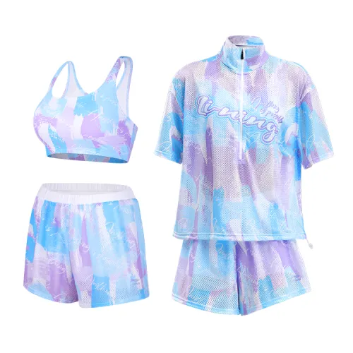 Li Ning Swimsuit Set Women's Pink Floral