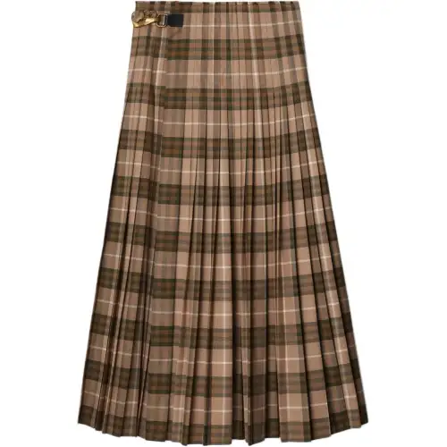 Burberry Checkered Pleated Long Skirt