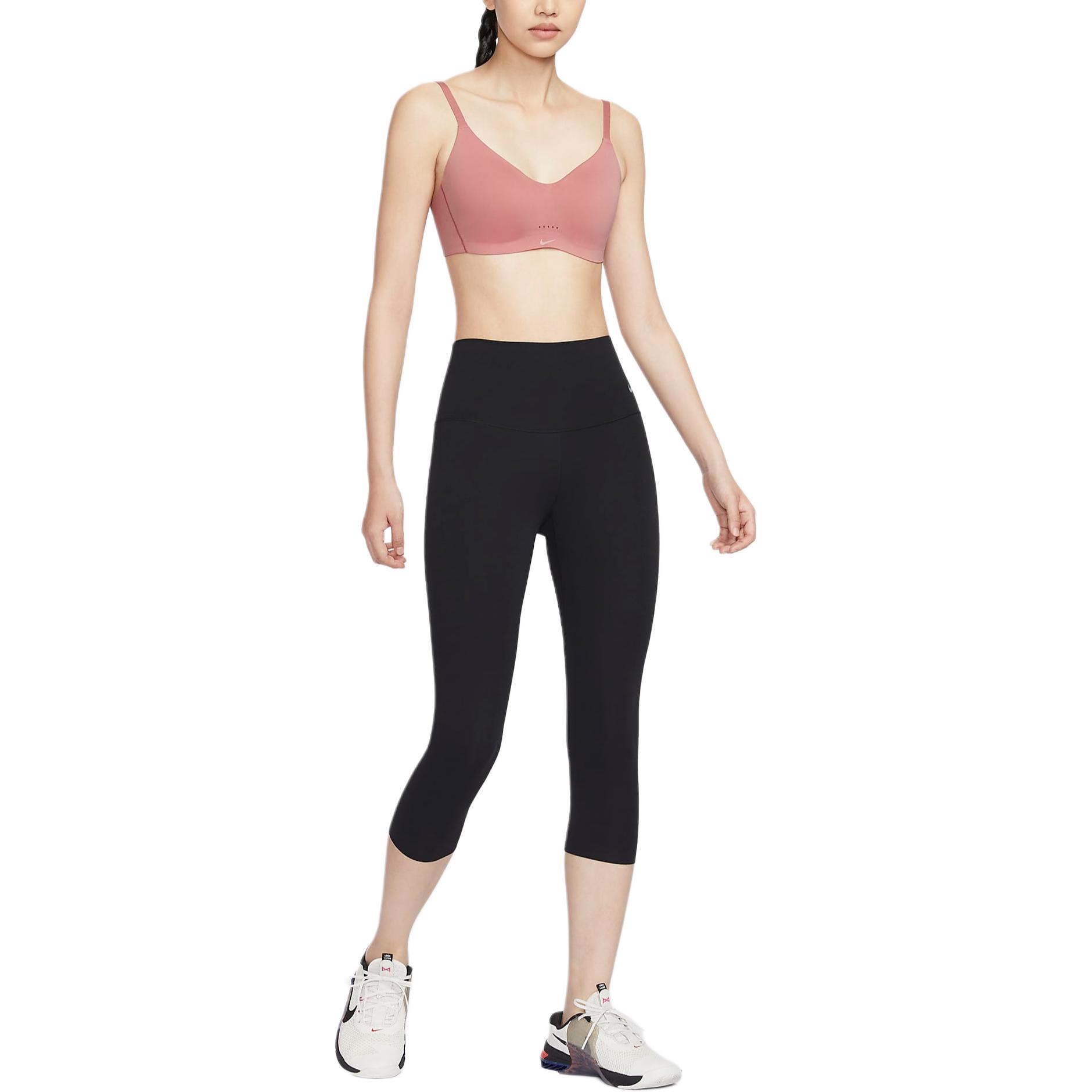 Nike Alate Minimalist Comfortable, Soft, Lightly Supported, Padded Convertible Sports Bra Women's Canyon Pink/White