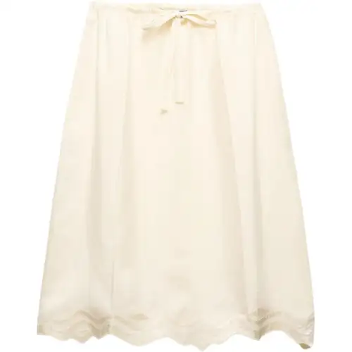 PRADA Drawstring waist Silk Midi Skirt