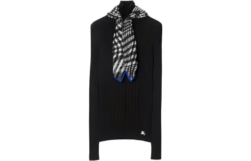 Burberry scarf-detail ribbed jumper