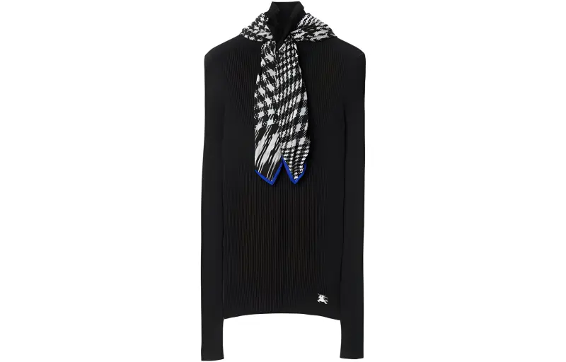 Burberry scarf-detail ribbed jumper