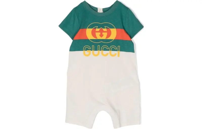 GUCCI Gucci jumpsuit SS23 graphic letter print stripes white baby