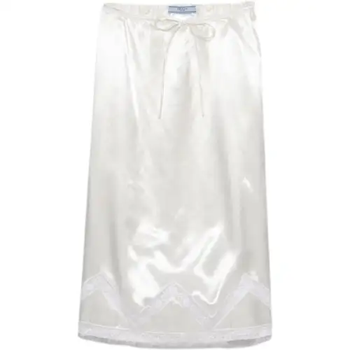 PRADA Embroidered Satin Midi Skirt