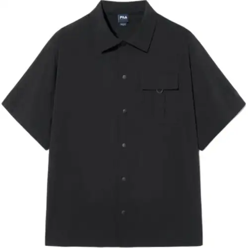 FILA Shirts Unisex Black Lapel Thin