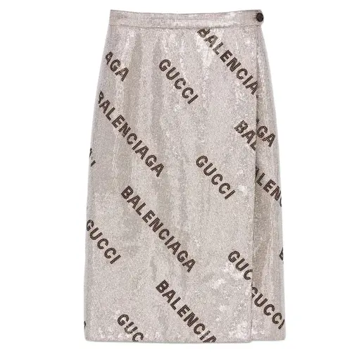 GUCCI x Balenciaga FW23 Casual Long Skirt Women's Silver