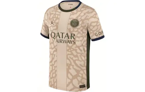 Jordan Children's Soccer Jersey Dri-FIT Soccer Jersey - Sand Dune Full Print Straight Casual Round Neck Short Sleeve Ousmane Dembélé Paris Saint-Germain Yellow Children's Style
