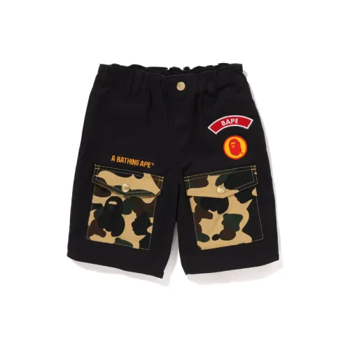 Human head with letters, camouflage badge, children's shorts, children's clothing, with embroidery