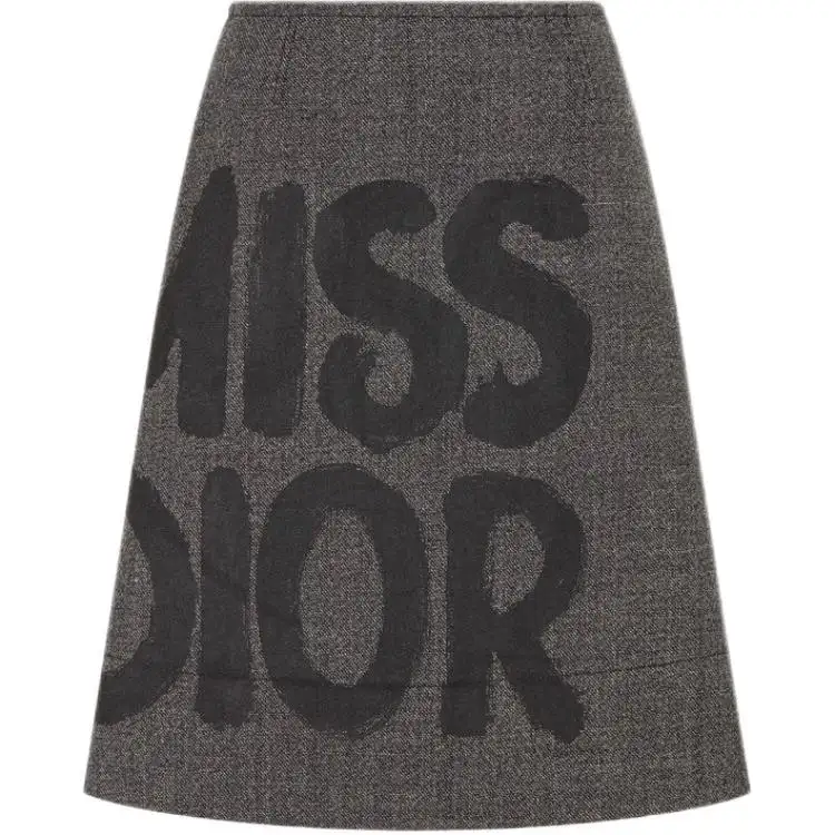 DIOR Casual Long Skirt Women's Gray