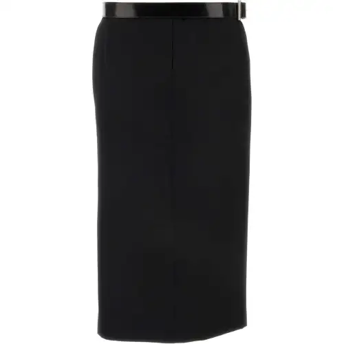 PRADA Belted Straight Hem Midi Skirt