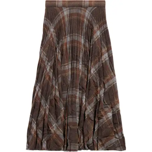 Balenciaga Checked Creased Pleated Skirt