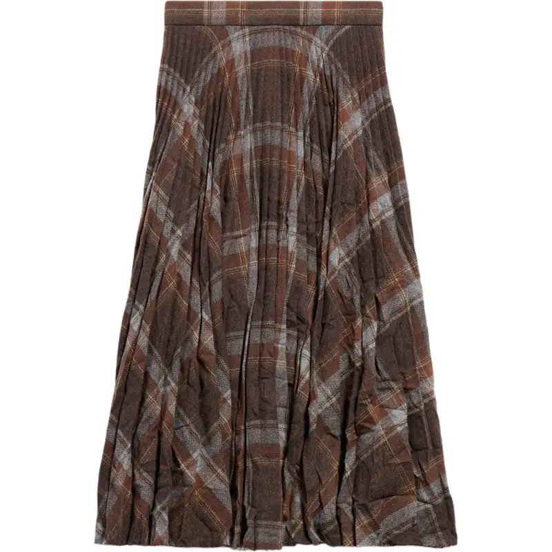Balenciaga Checked Creased Pleated Skirt