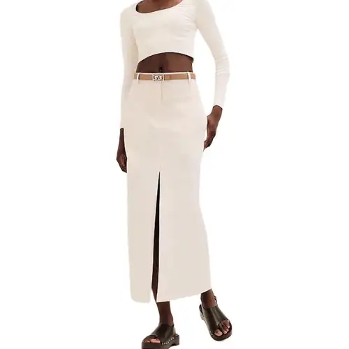 HERMES Casual Long Skirt Women's White