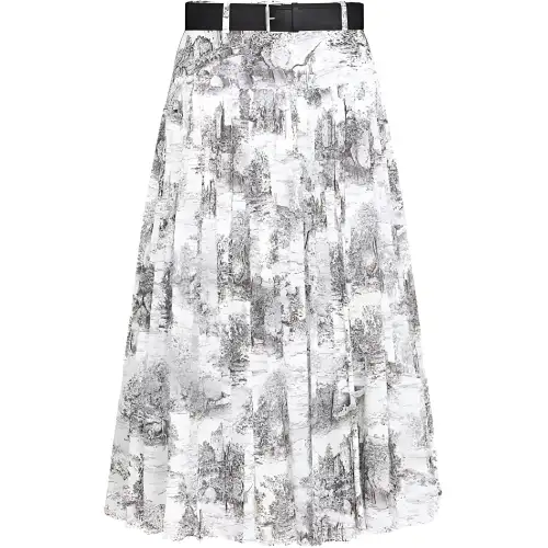 DIOR FW24 Casual Long Skirt Women's White Black