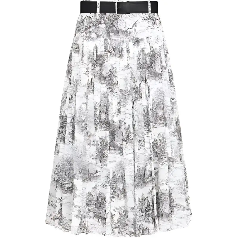 DIOR FW24 Casual Long Skirt Women's White Black