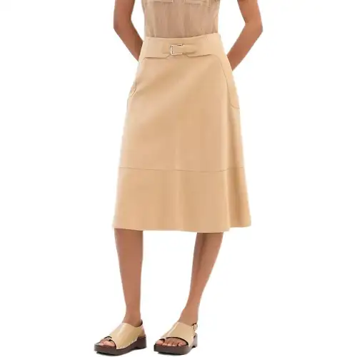 HERMES SS25 Casual Long Skirt Women's Khaki
