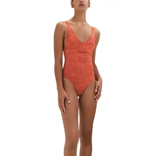 HERMES One piece Swimsuit Women's Orange Coral Color