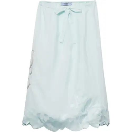PRADA Embroidered Silk Skirt