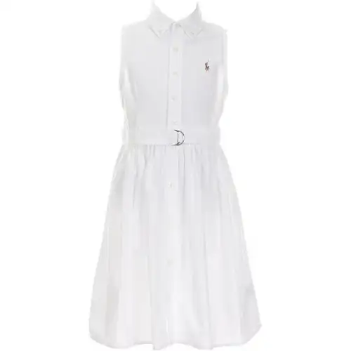 Polo Ralph Lauren Dress, pony, design megaphone, white shirt sleevless, with embroidery, with your logo imprint, print, slim fit, for teenagers