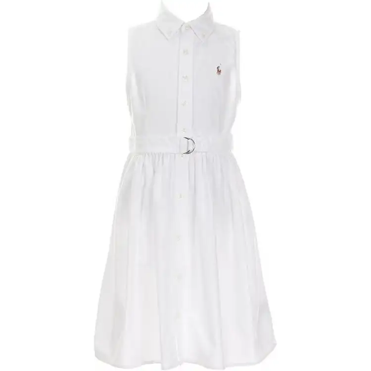 Polo Ralph Lauren Dress, pony, design megaphone, white shirt sleevless, with embroidery, with your logo imprint, print, slim fit, for teenagers
