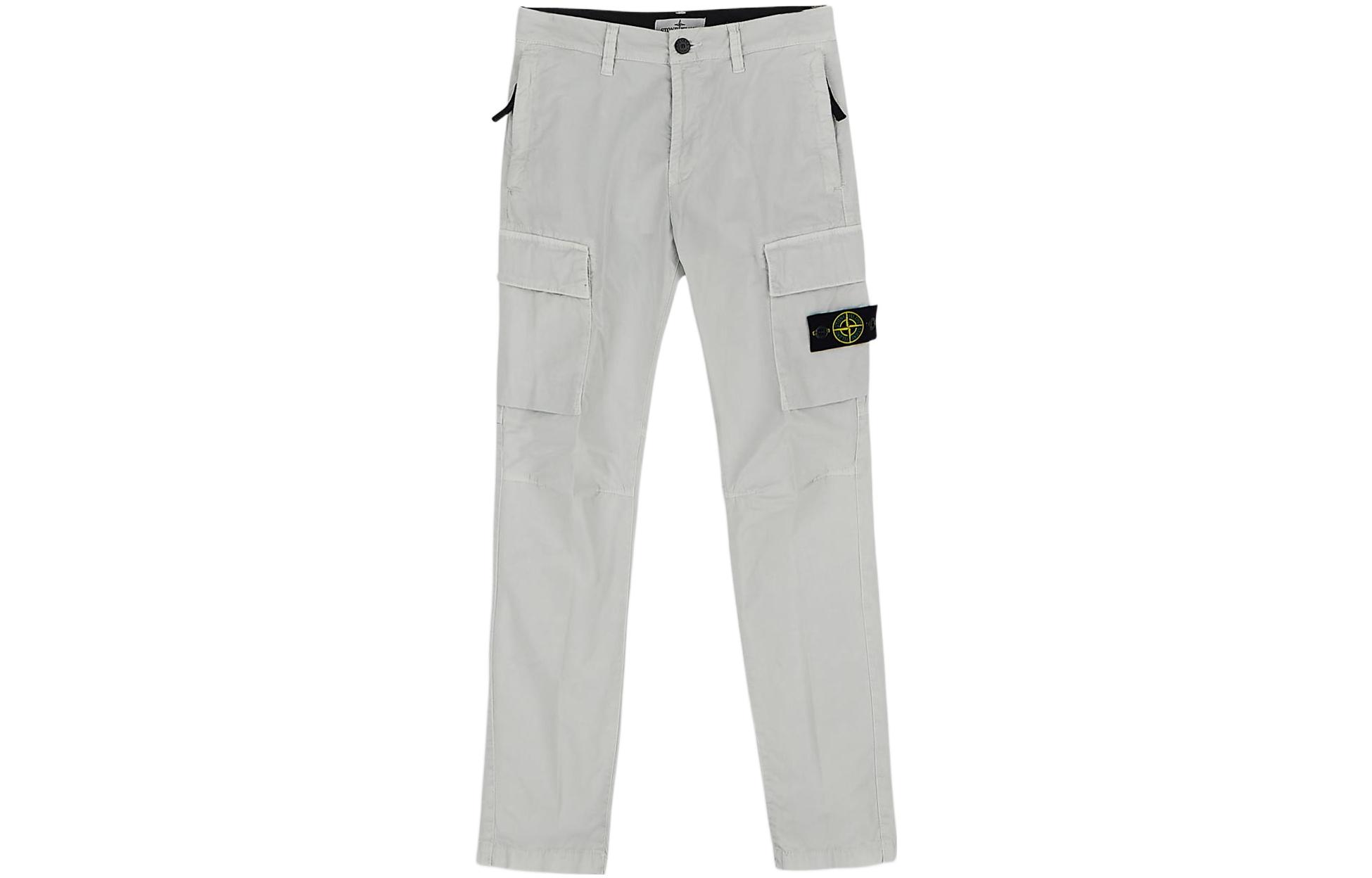 STONE ISLAND Stone Island Children's Clothing SS23 Solid Color Compass Label Buttoned Casual Pants White Children's Style