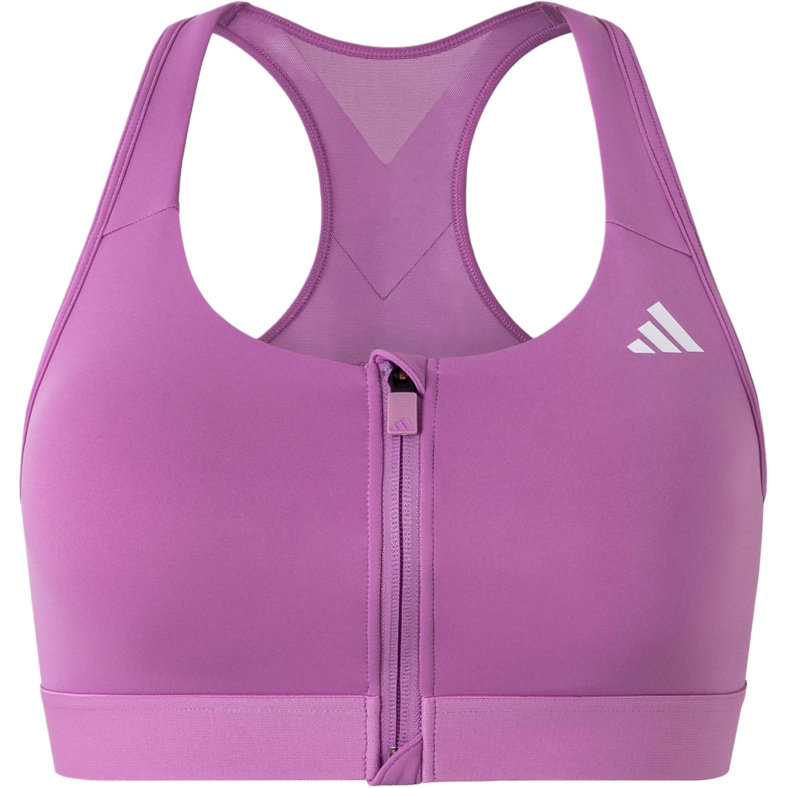 Adidas Powerreact Medium Support Zip Bra Sports Underwear Women’s Purple