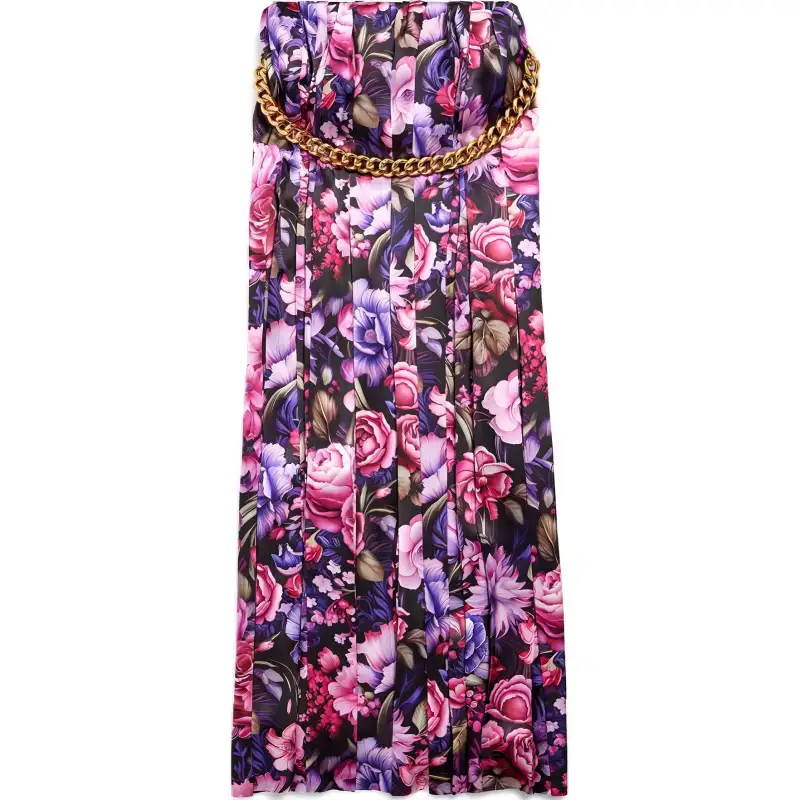 Balenciaga Bouquet Printed Pleated Long Skirt