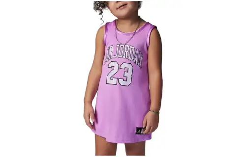 Jordan Children's Clothing Girls Jordan 23 Jersey Dress Toddler Letter Number Printed Round Neck Mid-Length Sleeveless Children's Dress Purple Children's Style