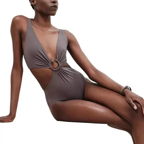 HERMES One piece Swimsuit Women's Brown