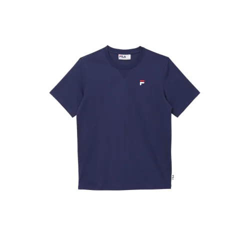 FILA T Shirts Unisex Blue Crew Neck Moderate Straight Fit