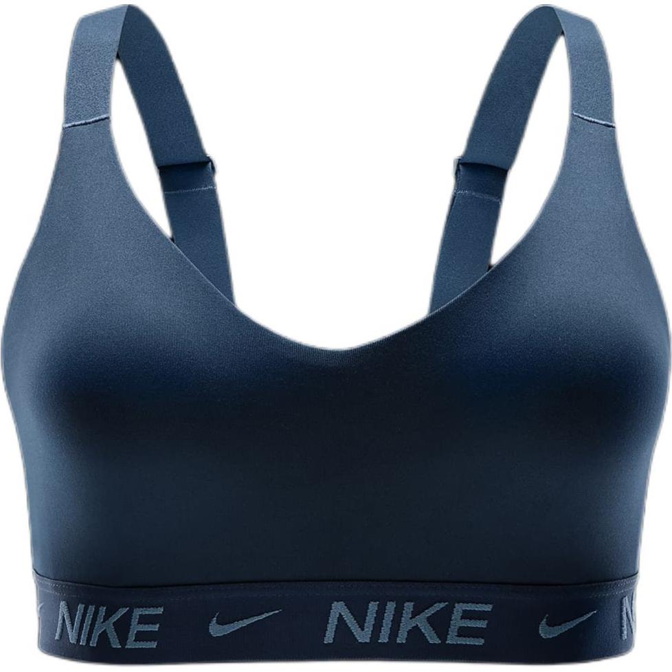 Nike Indy Medium Support Lettering Padded Slim Fit Sports Bra Women's Navy
