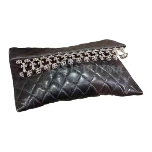 Chrome Hearts Cow Leather Clutch Women's Black