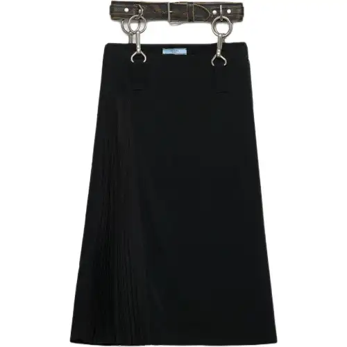 Prada belted pleated midi skirt