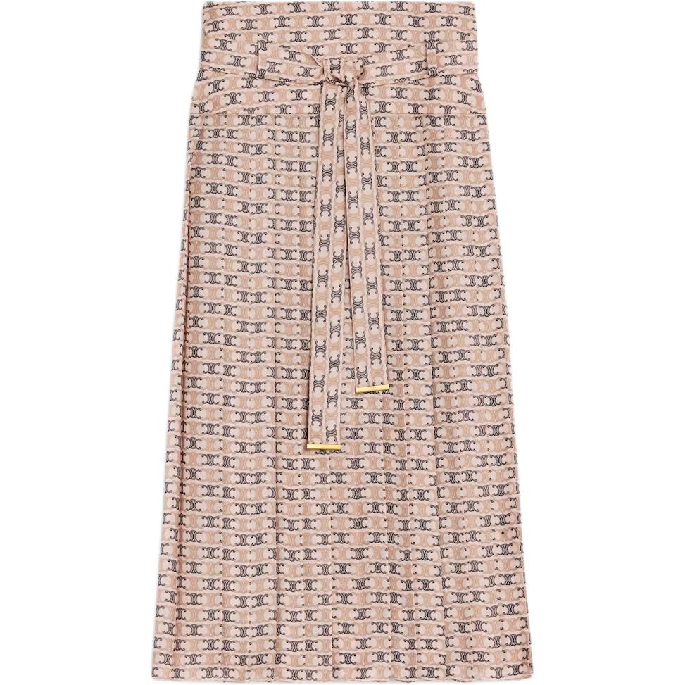 CELINE Monogram Pleated Tie Detailed Skirt