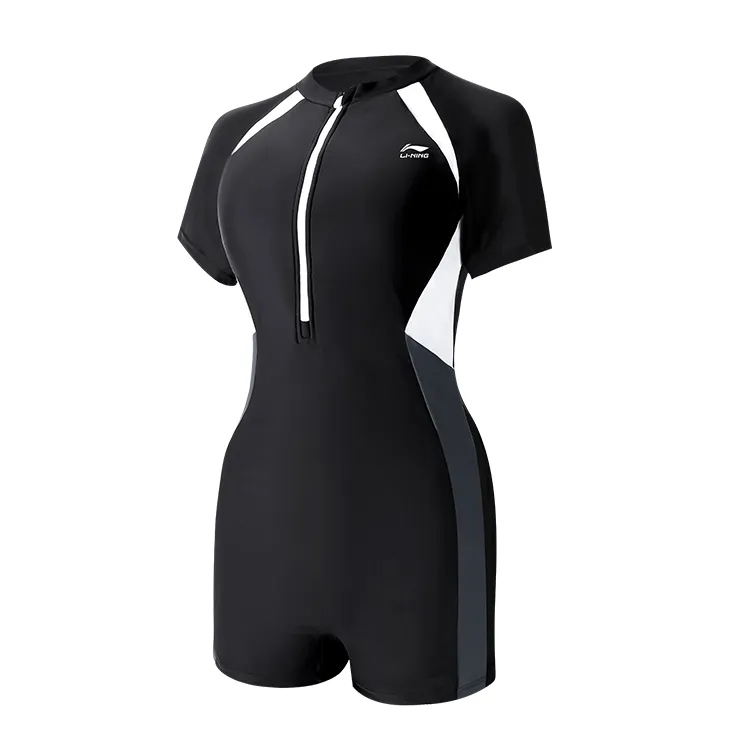 Li Ning One piece Swimsuit Women's Black White Gray