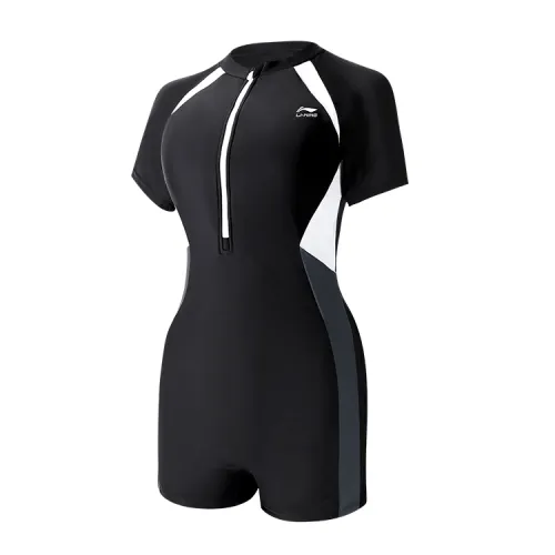 Li Ning One piece Swimsuit Women's Black White Gray