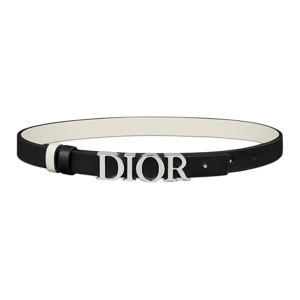 DIOR Calfskin, Brass Leather Belts Women's Black Width 2cm