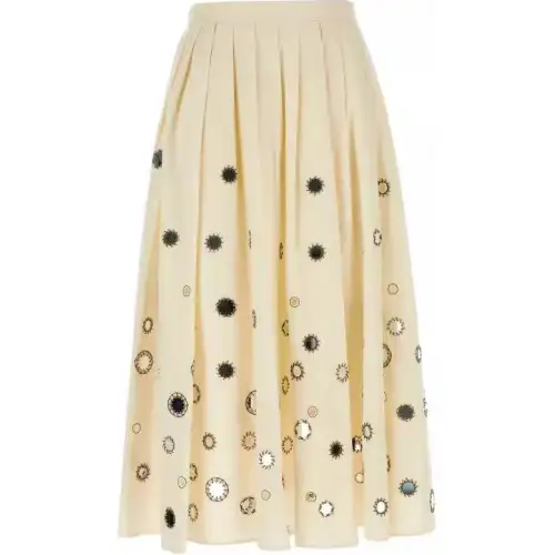 Prada Embroidered-Detailed Pleated Skirt