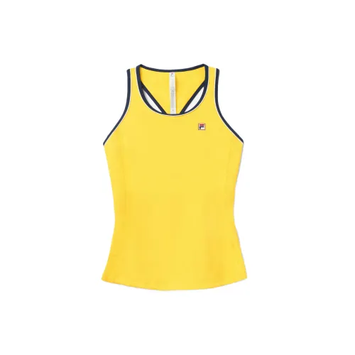 FILA Tank Tops Women's Yellow Crew Neck Moderate Racerback
